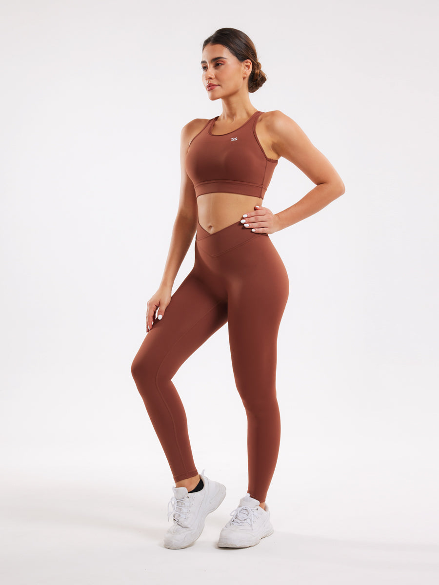 Plain Crossover High-Rise Leggings