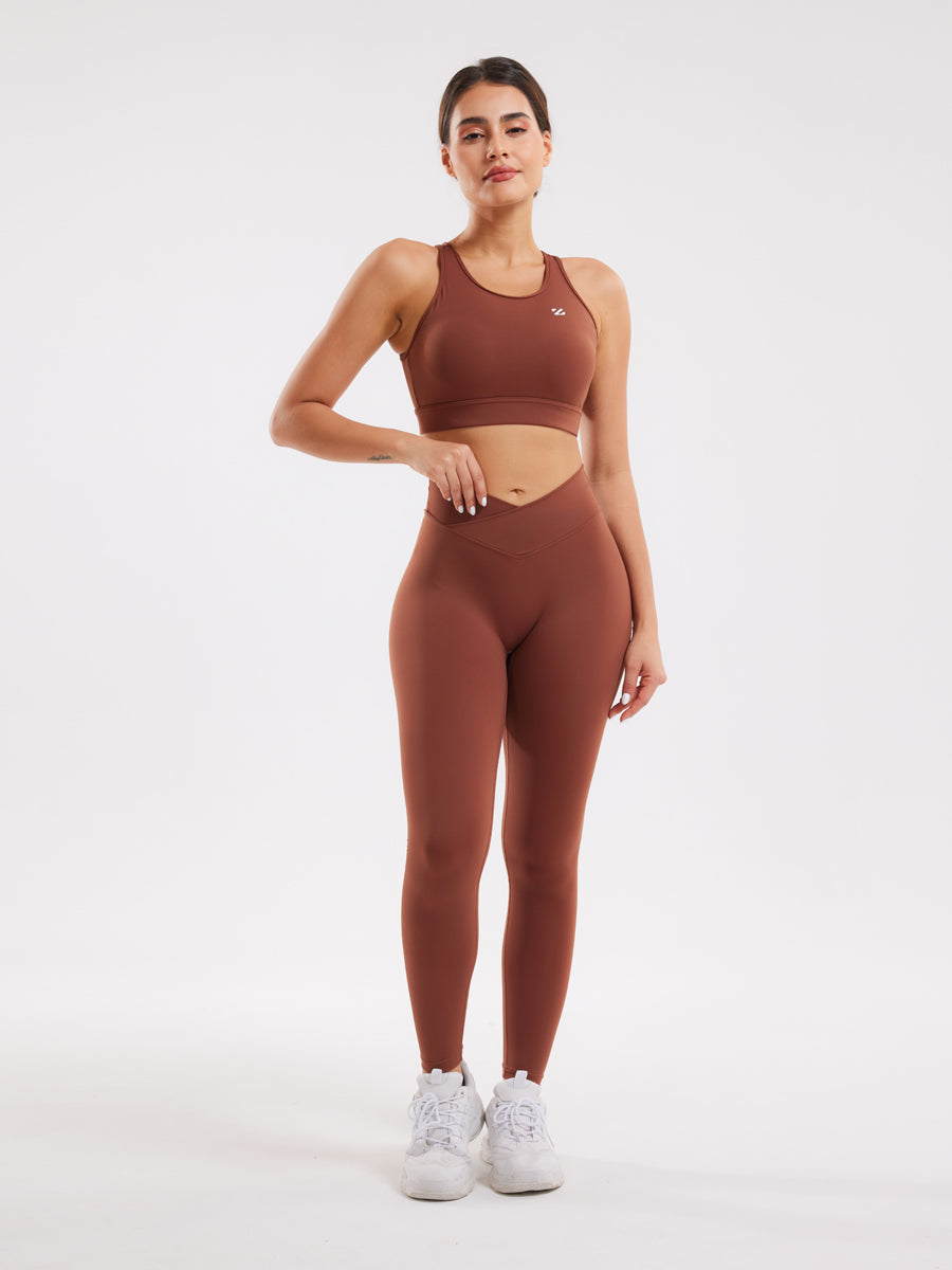 Plain Crossover High-Rise Leggings