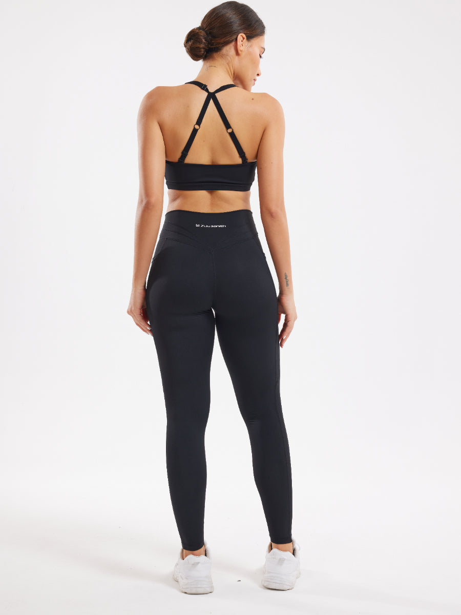 Black Workout Sets 2 Piece Twist Exercise Gym Yoga Outfit