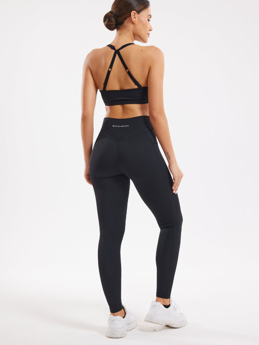 Black Workout Sets 2 Piece Twist Exercise Gym Yoga Outfit