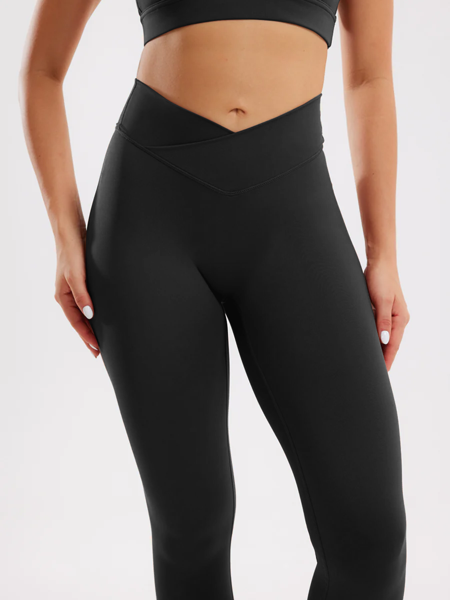 Plain Crossover High-Rise Leggings